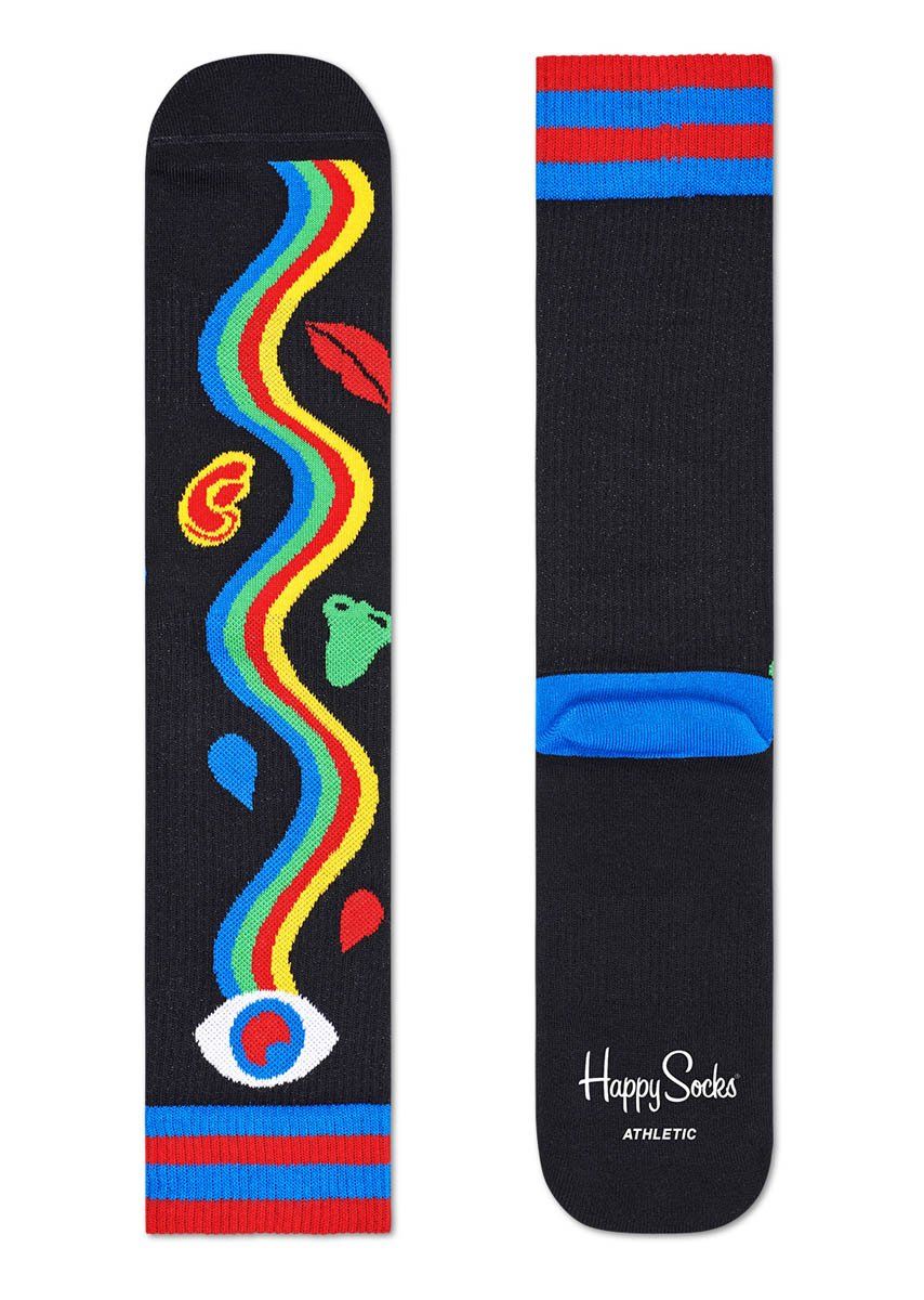 Черные носки унисекс Athletic Rainbow Trip Crew Sock с радугой.