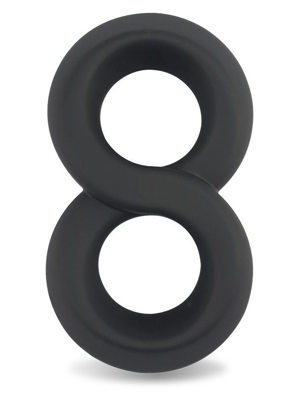 Черное двойное эрекционное кольцо Ultra Soft Platinum Cure Silicone Cockring. Надевается на основание члена и мошонку.