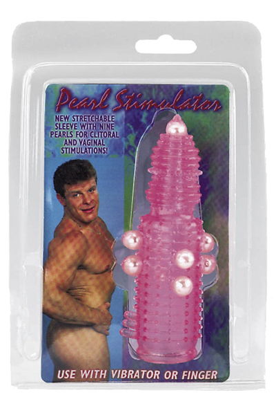 Розовая эластичная насадка на пенис с жемчужинами, точками и шипами Pearl Stimulator. Прирост длины - 3 см. Внутренний диаметр - 2 см.