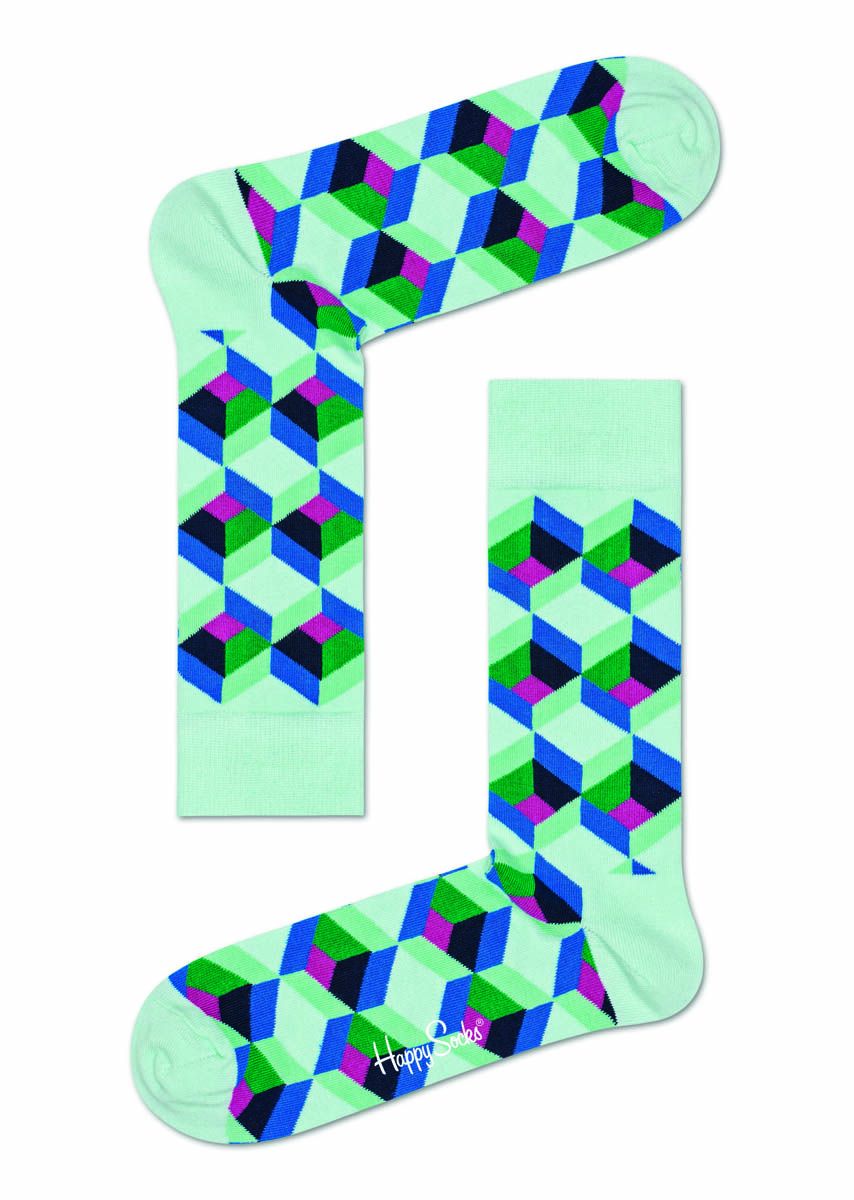 Мятные носки унисекс с цветными зигзагами Optic Square Sock.