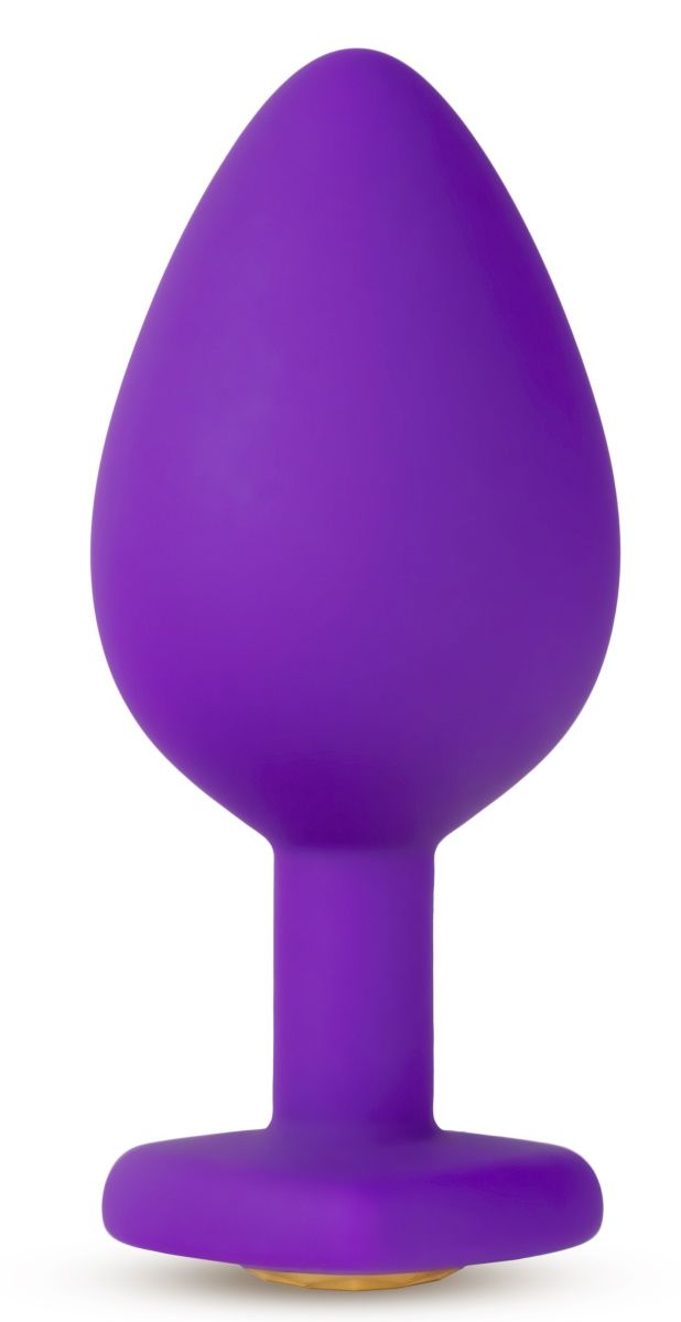 Фиолетовая анальная пробка Bling Plug Large. Декорирована стразом и имеет ограничительное основание.