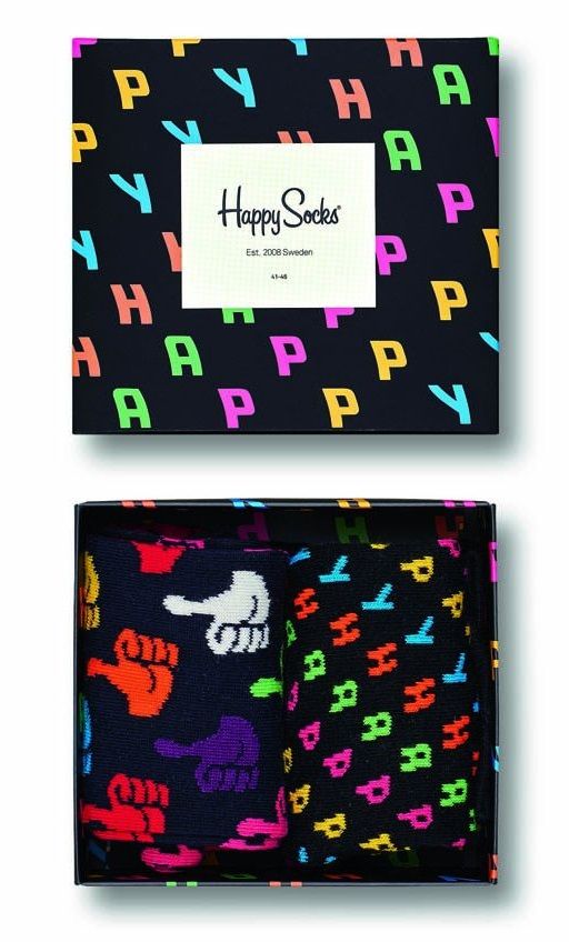Подарочный набор носков Happy Gift Box. В наборе 2 пары с разными принтами.