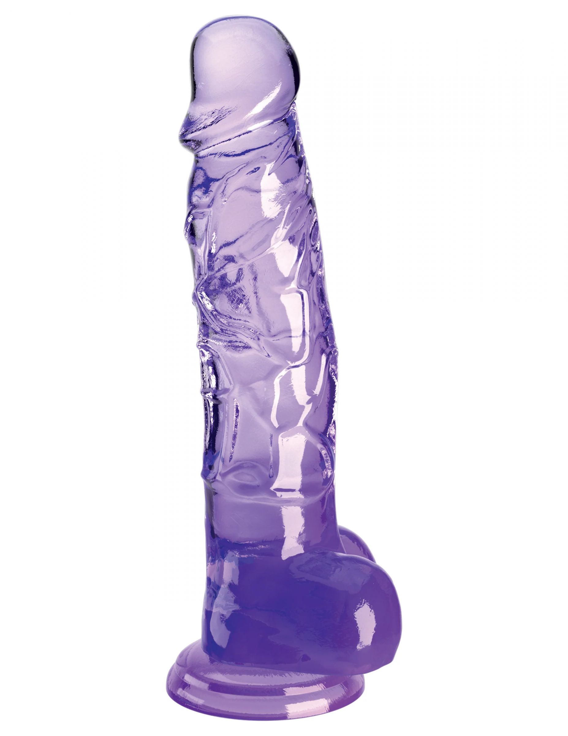 Фиолетовый фаллоимитатор с мошонкой на присоске 8’’ Cock with Balls. Рабочая длина - 16,5 см.