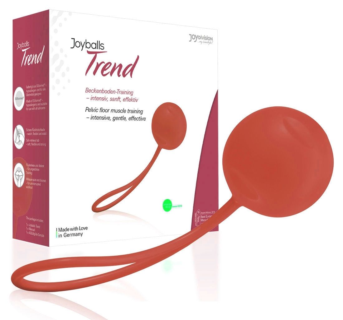 Красный вагинальный шарик Joyballs Trend Single. С шнурком для извлечения.