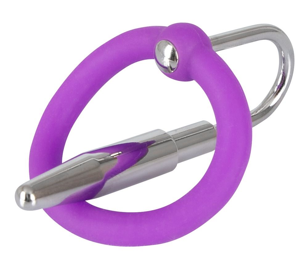 Уретральный плаг с силиконовым кольцом под головку Penis Plug. Диаметр кольца - 3 см.<br> Длина плага - 4,5 см., диаметр - 0,8 см.