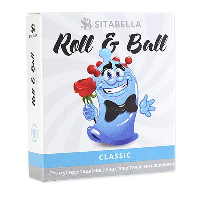 Roll & Ball – прозрачная стимулирующая насадка в виде презерватива с накопителем цилиндрической формы и пятью эластичными красными шариками. Насадка покрыта силиконовой смазкой с нейтральным ароматом, которая обеспечивает легкое и комфортное скольжение.