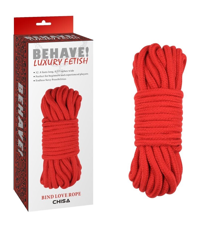 Красная веревка для шибари Bing Love Rope. Приятная к телу.
