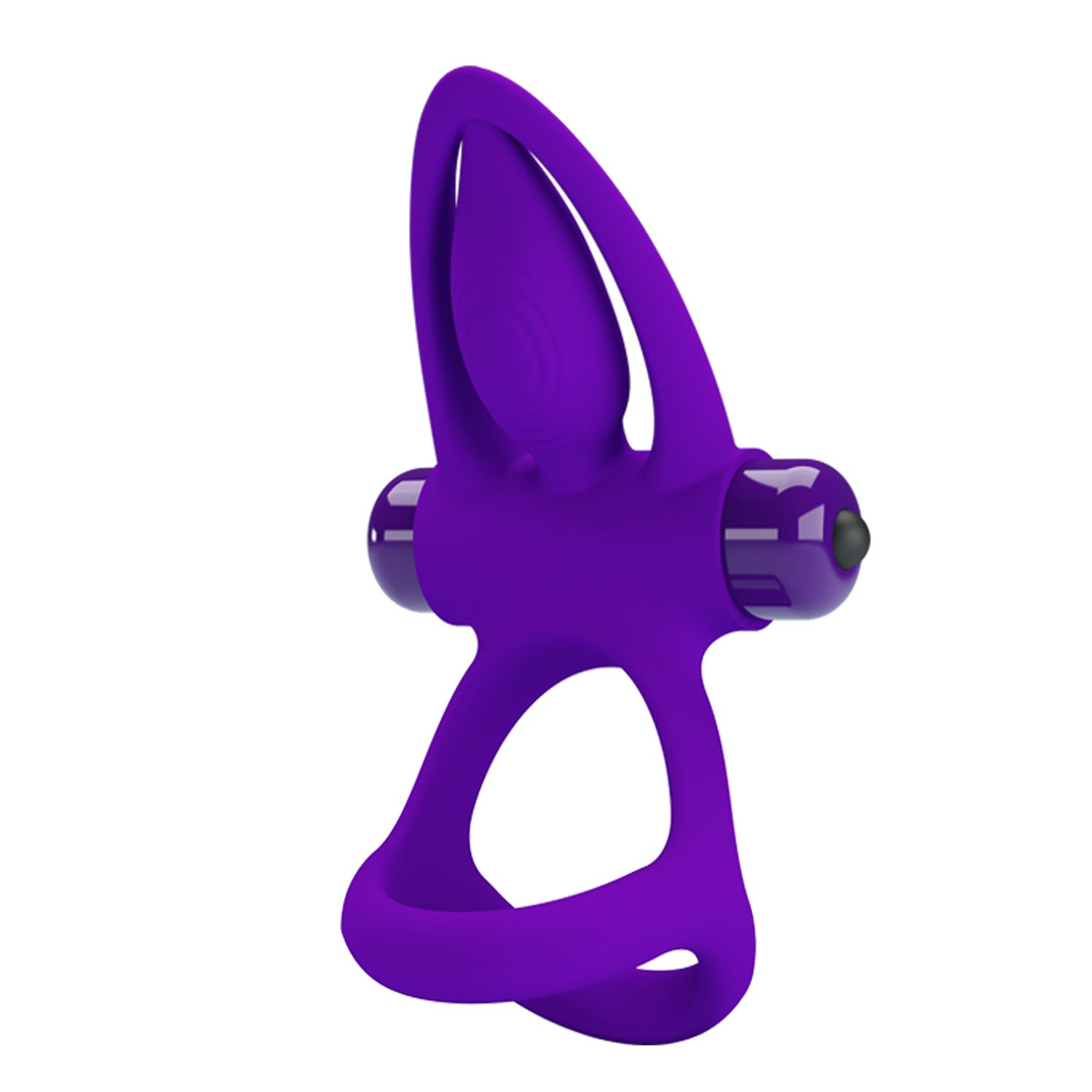 Фиолетовое эрекционное кольцо с 10 режимами вибрации и подхватом мошонки. Внутренний диаметр - 3,2 см.