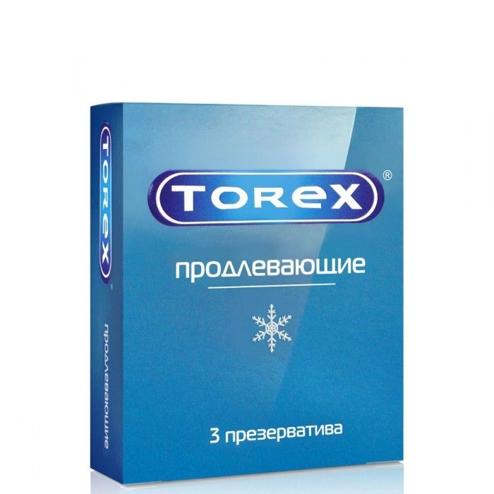 Российские презервативы TOREX с пролонгирующим эффектом защищают от венерических заболеваний и предохраняют от нежелательной беременности. Благодаря большой эластичности и тонкой стенке позволяют партнёрам лучше чувствовать друг друга. Смазаны гипоаллергенной силиконовой смазкой с добавлением анестетика – бензокаина. Благодаря анестетику эякуляция у мужчины наступает значительно позже. Бензокаин является безопасным разрешённым анестетиком и не вызывает побочных эффектов. В упаковке - 3 шт.<br> Номинальная ширина - 52 мм.<br> Толщина стенки - 0,06 мм.