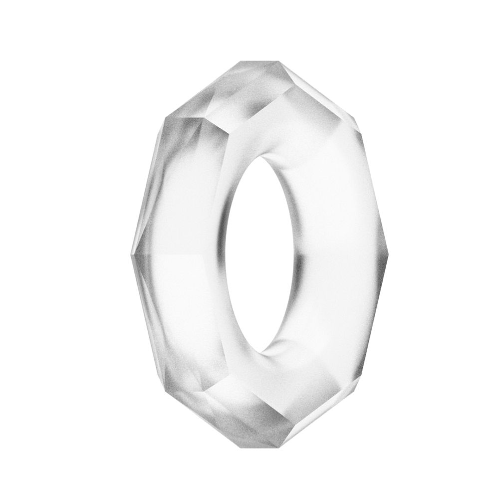 Прозрачное эрекционное кольцо с гранями POWER PLUS Cockring. Внутренний диаметр - 2 см.