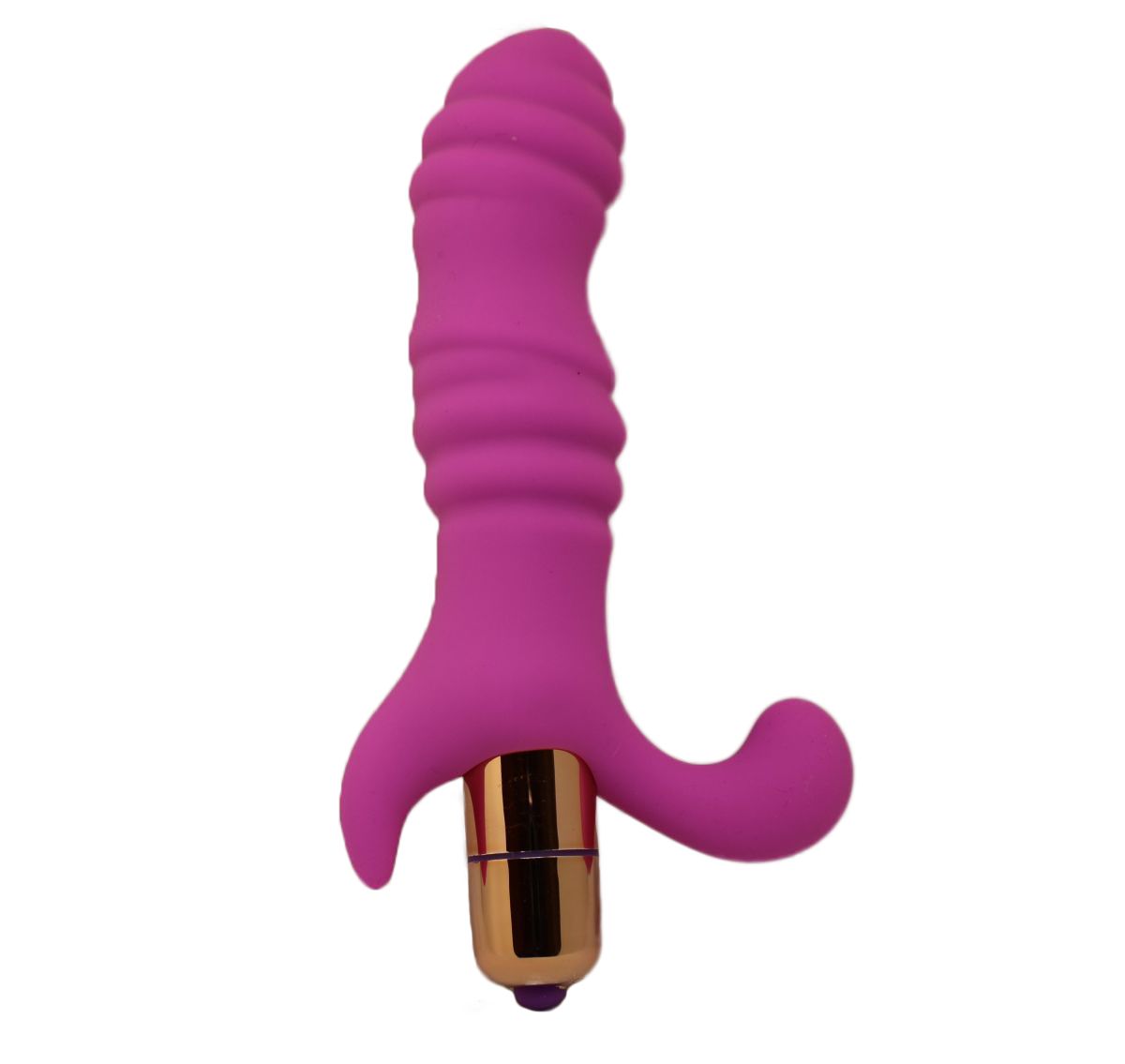 Вибростимулятор розового цвета с рельефной поверхностью и загнутым кончиком для наилучшей стимуляции. Подходит как для анального, так и вагинального проникновения. Имеет разнообразную функцию вибрации.  Рабочая длина - 10 см.