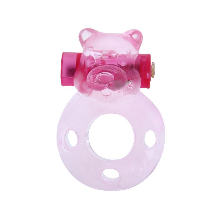 Розовое эрекционное виброкольцо с мишкой на вибропуле. Виброкольцо на пенис с мощной вибрацией и выпуклыми элементами для стимуляции клитора обеспечивает плотный обхват и по-настоящему сильные ощущения. Внутренний диаметр кольца - 1,8 см.