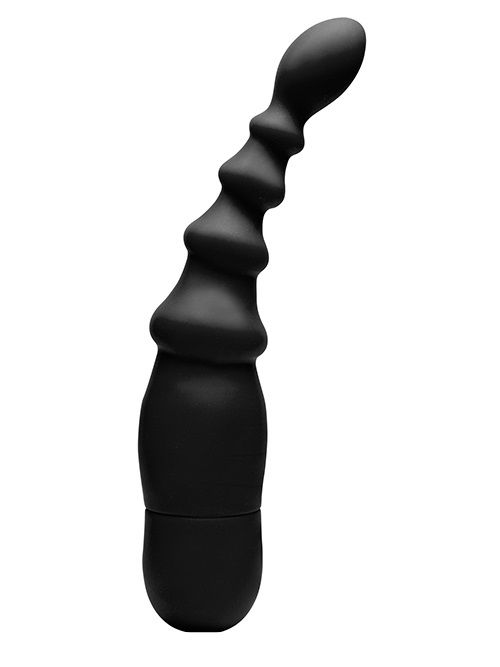 Чёрный вибромассажёр простаты MENZSTUFF P-SPOT REACH VIBE. Из нежного силикона. Минимальный диаметр - 2 см.