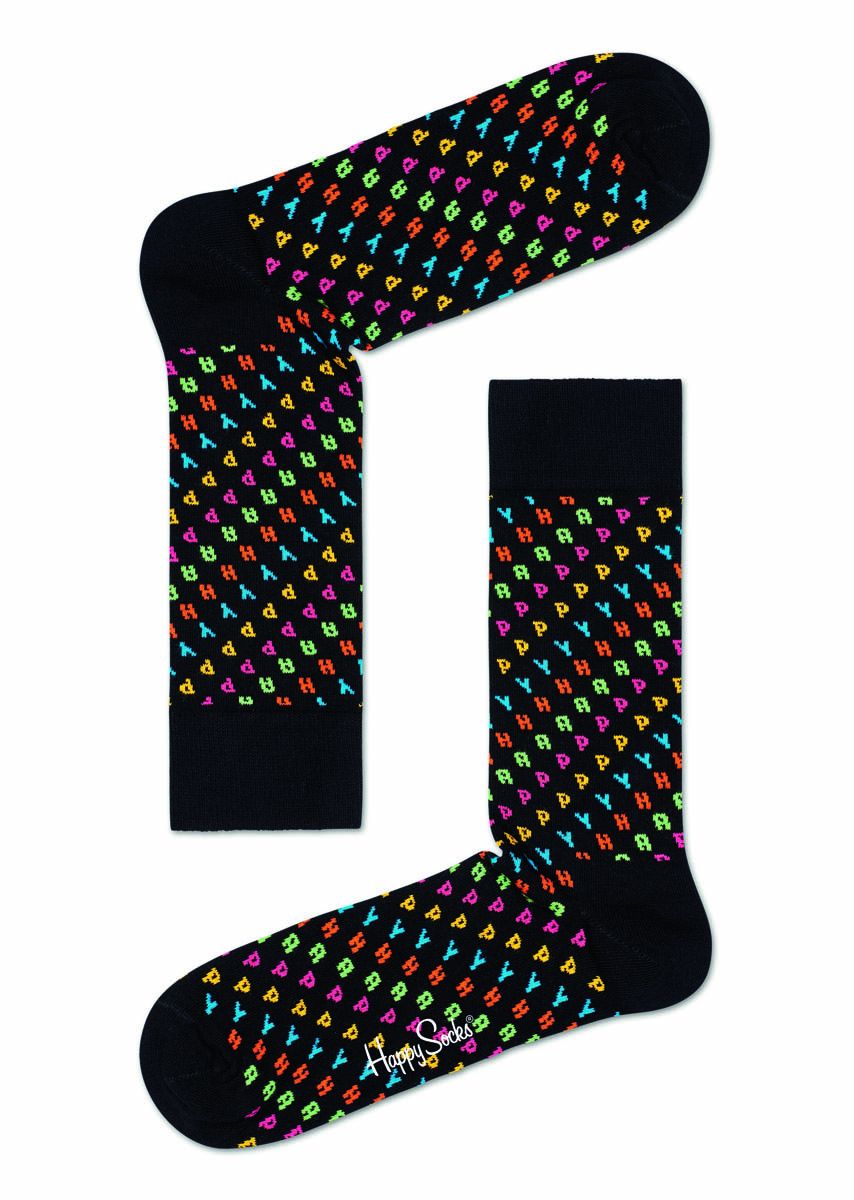 Носки унисекс Happy Sock с цветными надписями.