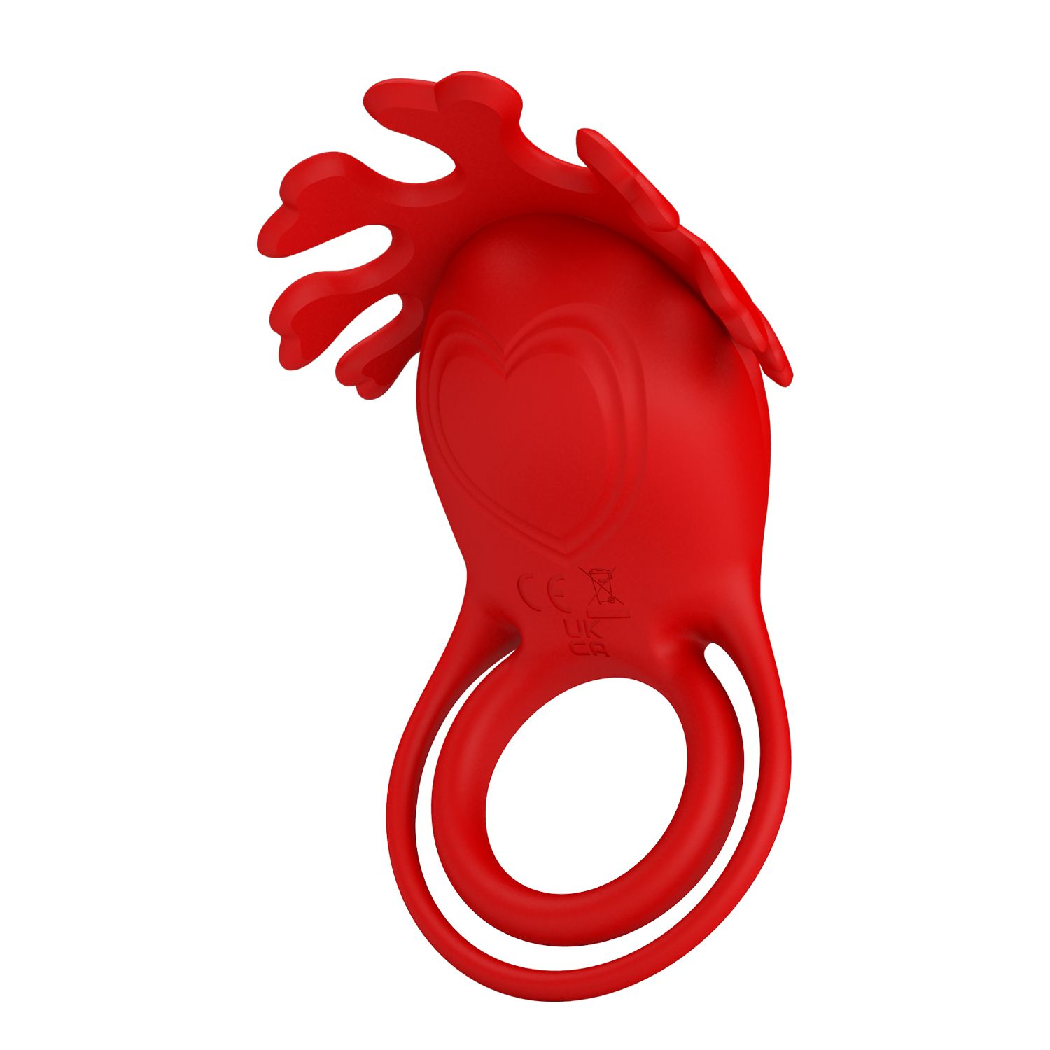 Красное эрекционное кольцо с вибрацией Ruben. С кольцом для подхвата мошонки. 7 режимов вибрации. Диаметр колец - 4 и 5,3 см.