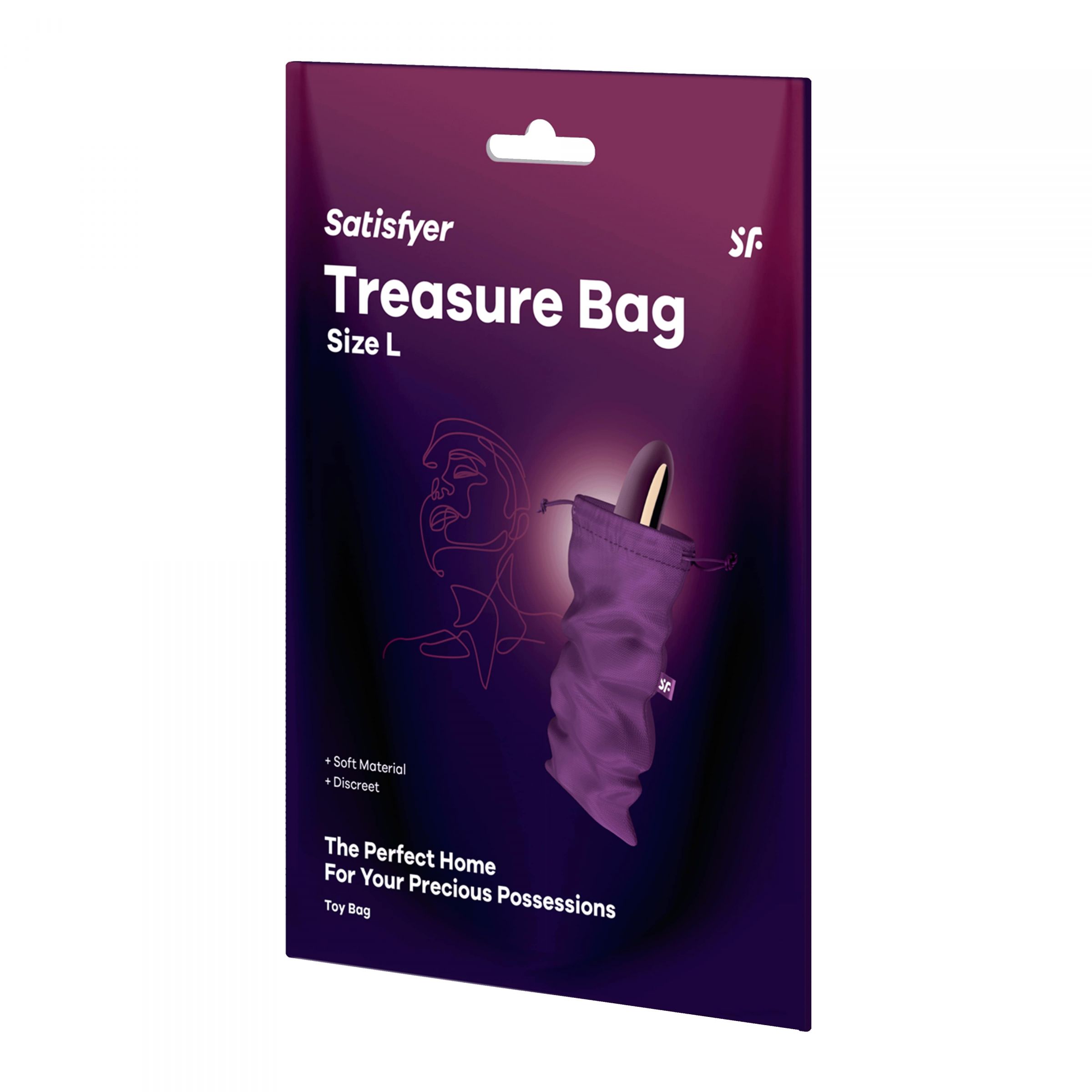 Satisfyer Treasure Bag – специализированный мешочек для хранения девайсов. Данный мешочек сделан из прочного материала, который долго и качественно прослужит вложенным в него изделиям. Материал: нейлон, полиэстер, полипропилен. Размеры - 26х15 см.