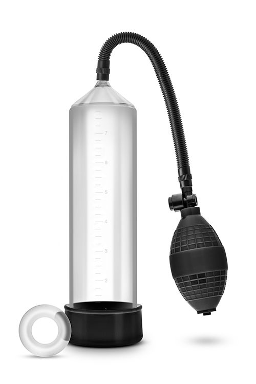 Прозрачная вакуумная помпа VX101 Male Enhancement Pump в комплекте с эрекционным кольцом.