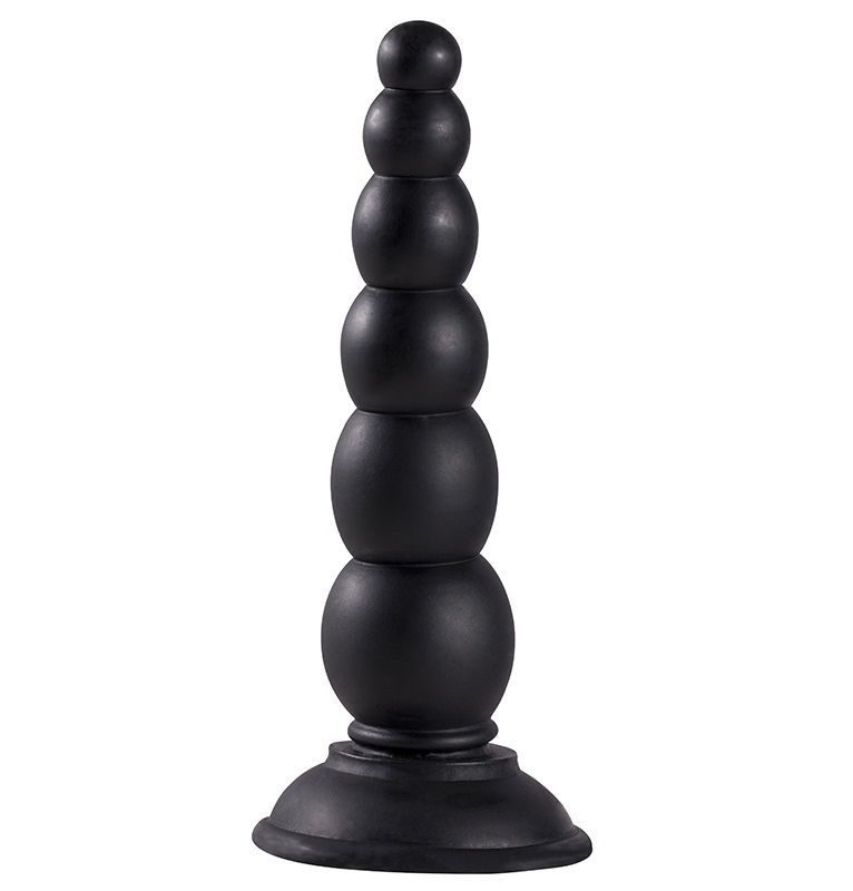 Чёрная анальная пробка-ёлочка MENZSTUFF BEADED PROBE. Состоит из 6 шариков на широком основании.