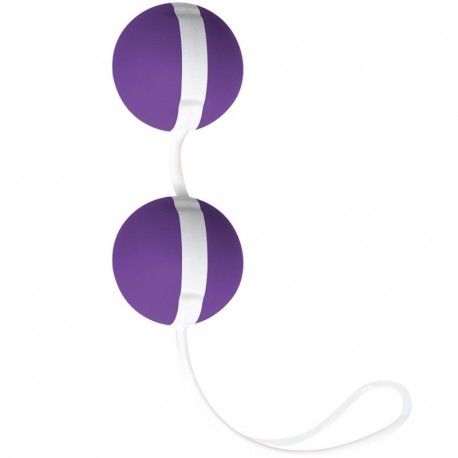 Фиолетово-белые вагинальные шарики Joyballs Bicolored. С петелькой для удобного извлечения. Вес - 83 гр.
