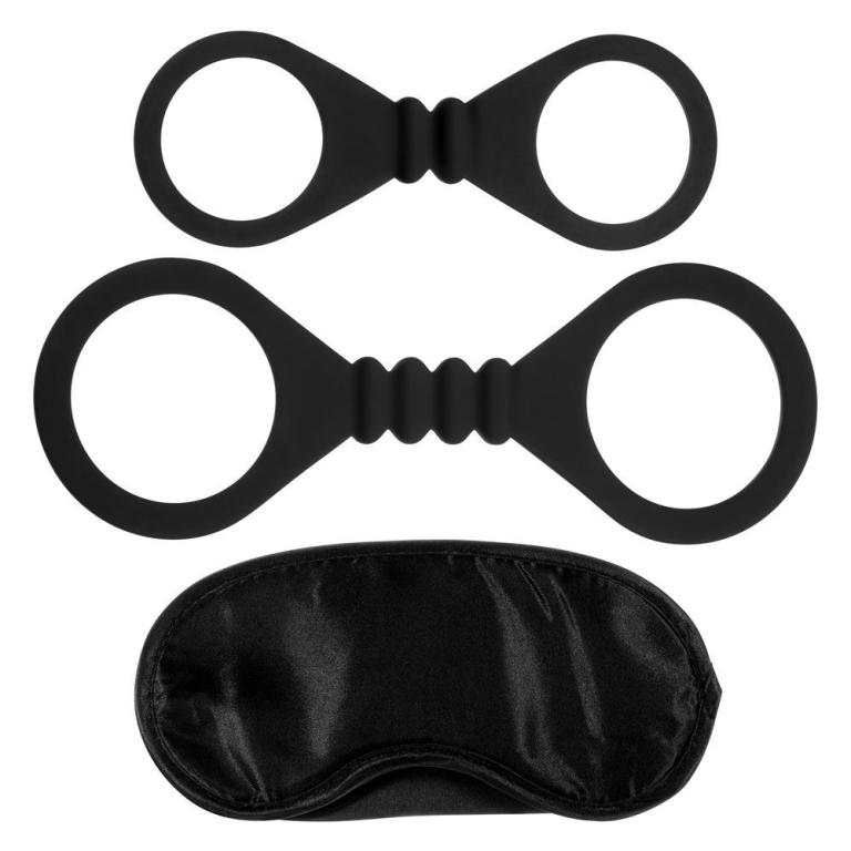 Bound To Please Blindfold Wrist And Ankle Cuffs - это набор для бондажа. В набор входят: оковы для рук и ног из силикона, а также сатиновая маска для глаз.