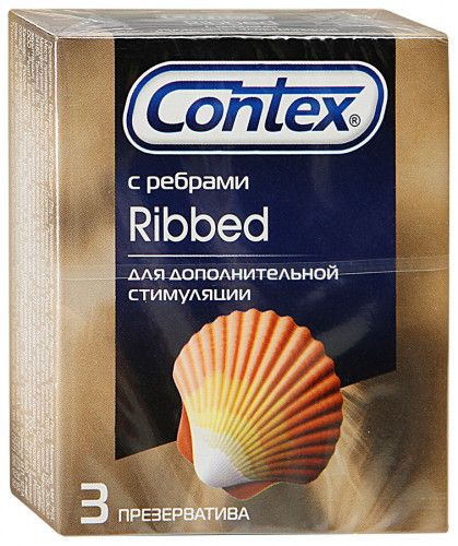 Вы хотите сделать сюрприз? Удивите новым презервативом с ребристой поверхностью CONTEX Ribbed. Десятки ребрышек на поверхности презерватива доставят Вам необычные ощущения и полное удовлетворение. Окунитесь в море любви и восторга!  В упаковке - 3 шт.<br> Ширина - 52 мм.<br> Толщина стенки - 0,06 мм.