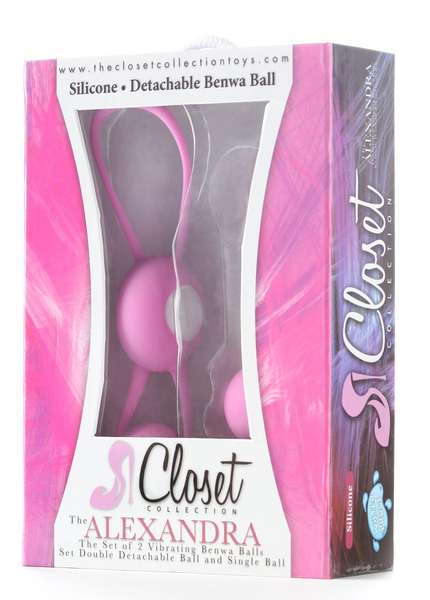 Комплект вагинальных шариков THE ALEXANDRA BEN WA BALLS. Включает в себя двойные шарики на мягкой сцепке и одиночный шарик со шнуром и петелькой для извлечения.