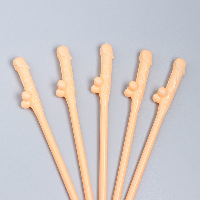 Коктейльные трубочки в виде пениса выполнены из пластика. Трубочки идеально подойдут для взрослых тематических вечеринок. Изделие многоразовое.
