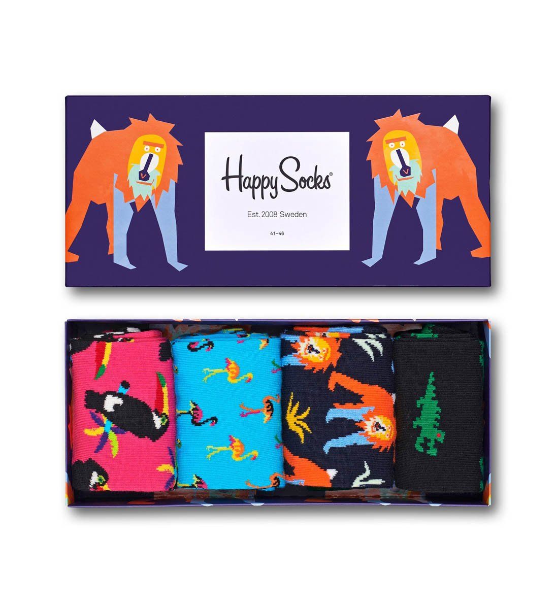 Подарочный набор носков Animal Gift Box. В наборе 4 пары с принтом в виде диких животных.