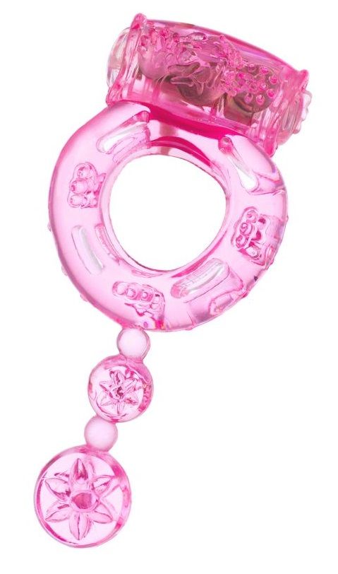 Эрекционное кольцо розового цвета с вибростимулятором. Кольцо одевается на тело полового члена для создания более сильной эрекции.