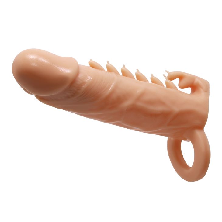 Насадка-удлинитель стимулирующая с кольцом на мошонку. Удлиняет пенис на 4 см. Имеет дополнительный отросточек для стимуляции клитора.  Длина полости - 12 см.