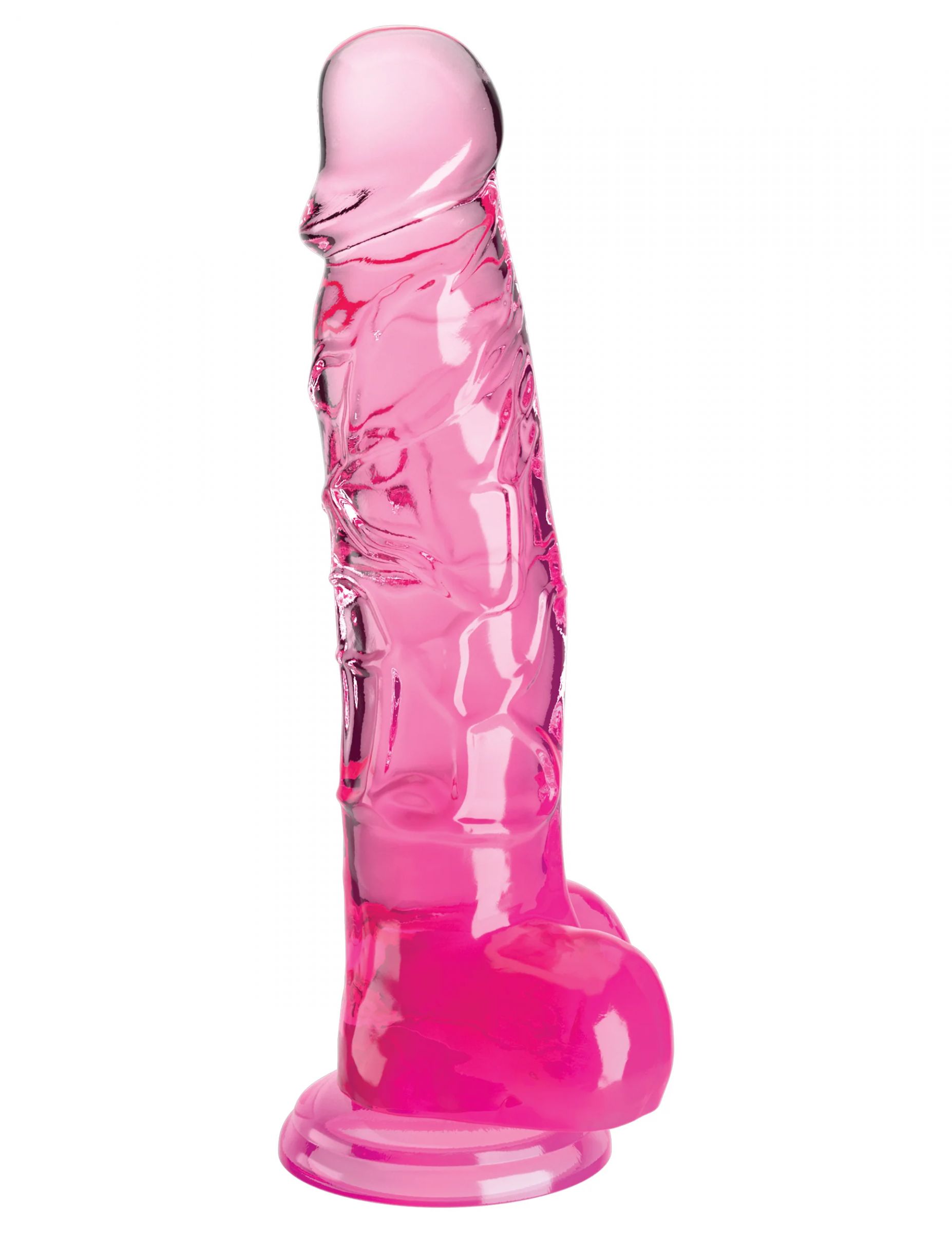 Розовый фаллоимитатор с мошонкой на присоске 8’’ Cock with Balls. Рабочая длина - 16,5 см.