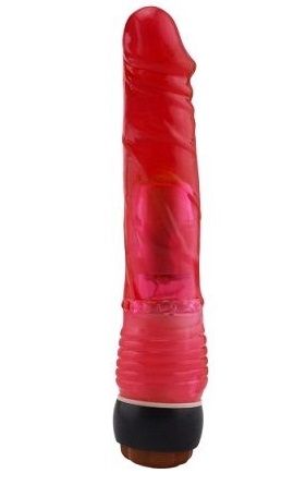 Розовый вибромассажёр, имеет форму члена с ярко-выраженной головкой. Необычайно приятный, рельефный, выполненный из пвх. Степень вибрации регулируется при помощи кнопки, расположенной в основании.  Рабочая длина - 18 см.