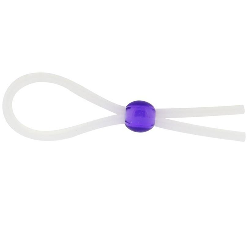 Прозрачное лассо с фиолетовой бусиной SILICONE COCK RING WITH BEAD LAVENDER.