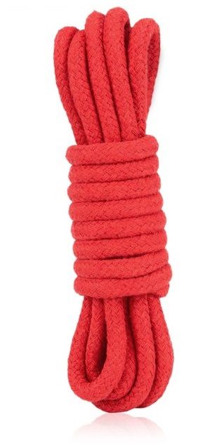 Красная веревка из хлопка  для связывания партнера. Не содержит примесей, которые могут стать раздражителями кожи или повредить её.