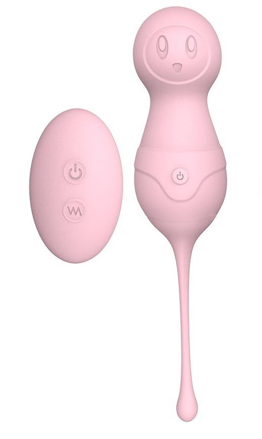 Нежно-розовые вагинальные шарики VAVA с пультом ДУ. Выполнены из силикона. Имеют 9 режимов вибрации.