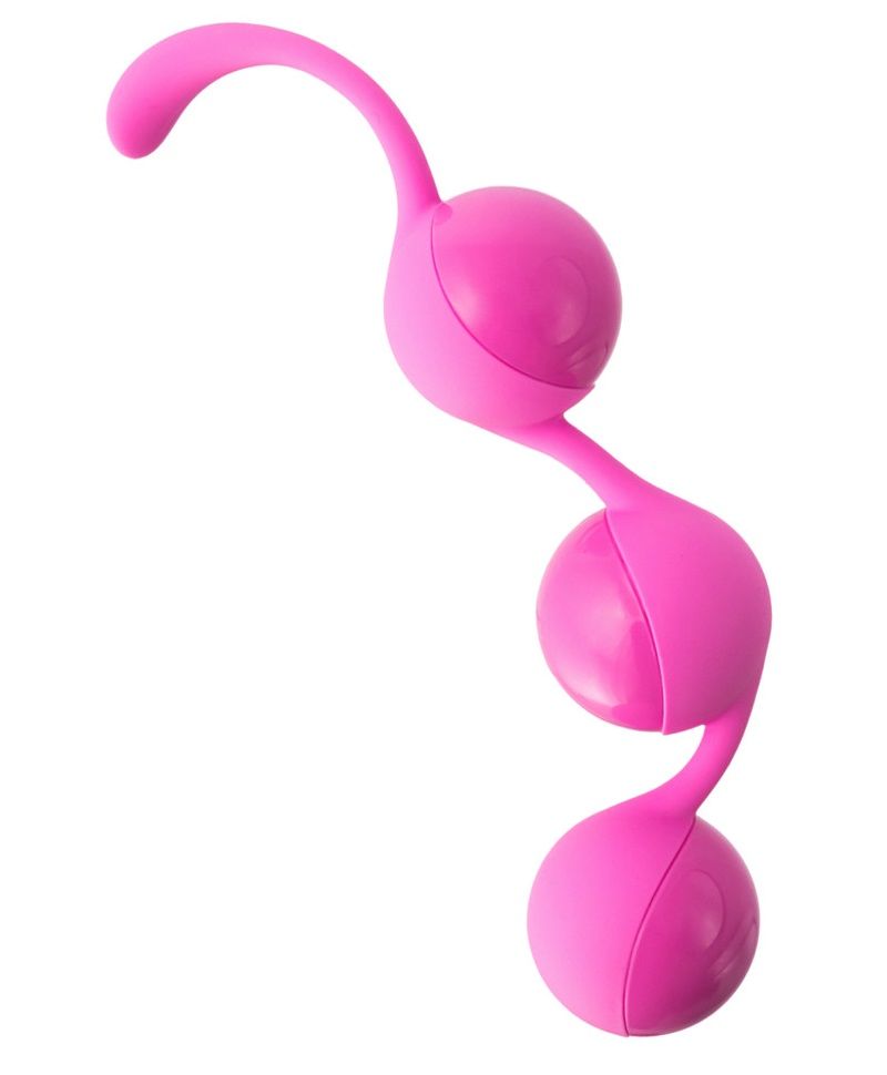 Розовые тройные вагинальные шарики из силикона. Со смещённым центром тяжести.