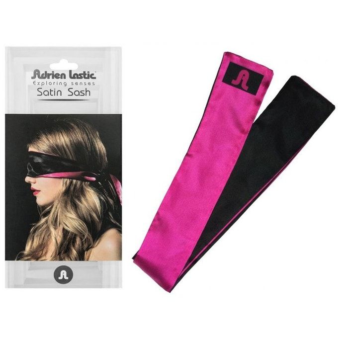 Черно-розовая атласная повязка на глаза Satin Sash. Разнообразит ваши эротические игры, может использоваться и для связывания рук/ног. Ширина - 7 см.