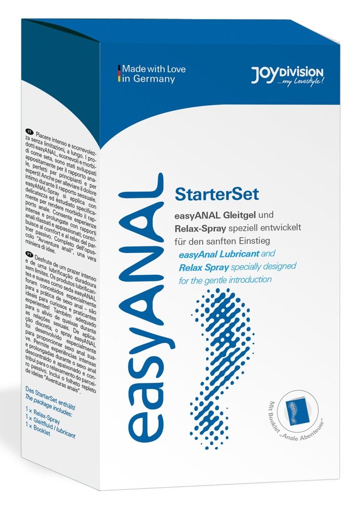 Набор лубрикантов для анального секса easyANAL Starter Set. В набор входит анальный лубрикант на силиконовой основе easyANAL (80 мл.) и расслабляющий анальный спрей Relax-Analspray (30 мл.).