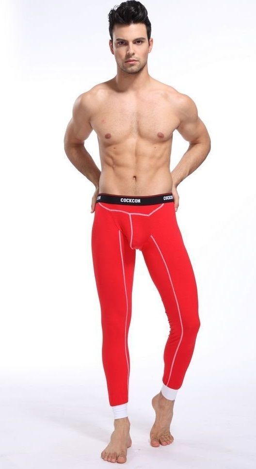 Красные мужские кальсоны Cockon Pants. Широкая пришивная резинка, мягкие манжеты.