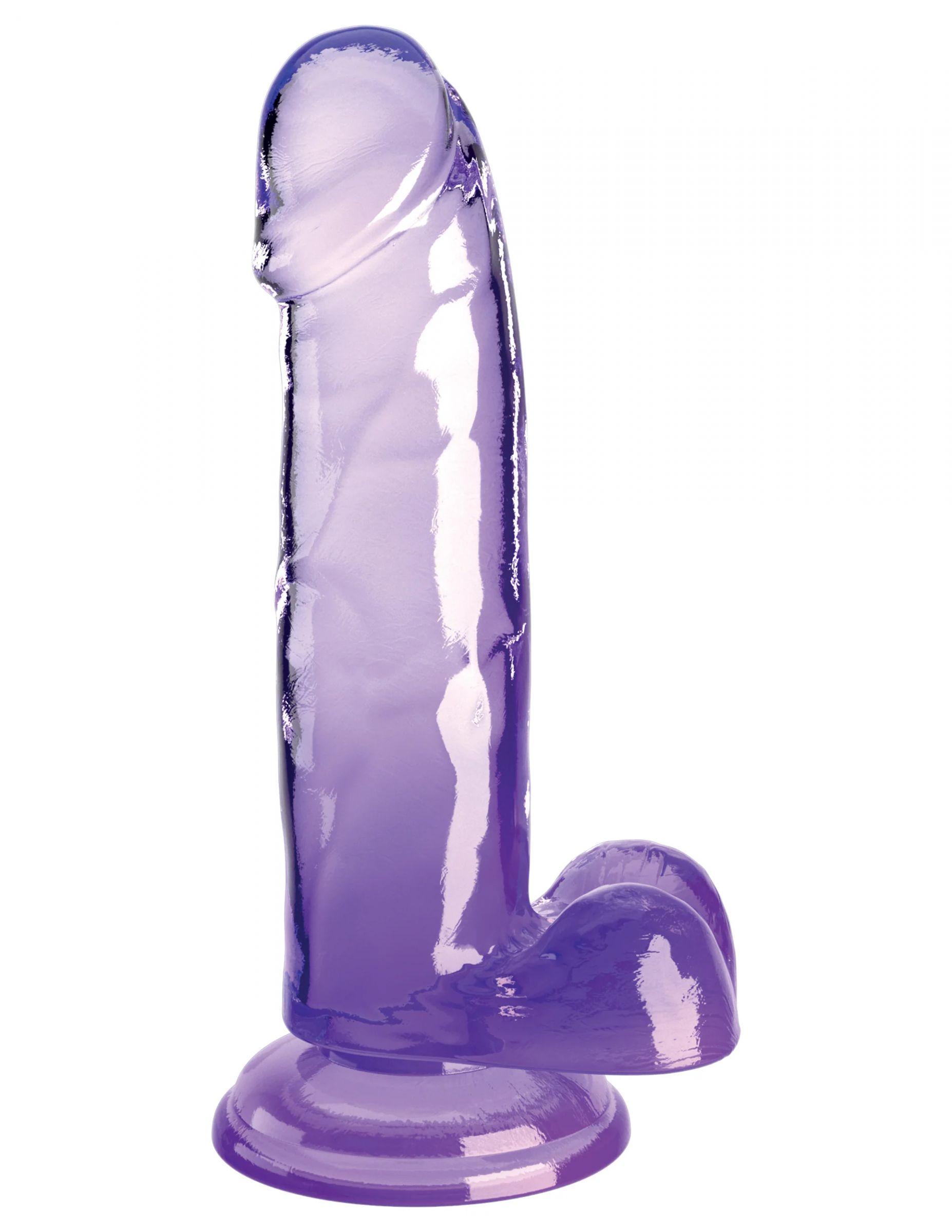 Фиолетовый фаллоимитатор с мошонкой на присоске 7’’ Cock with Balls - 20,3 см. Рабочая длина - 15,2 см.