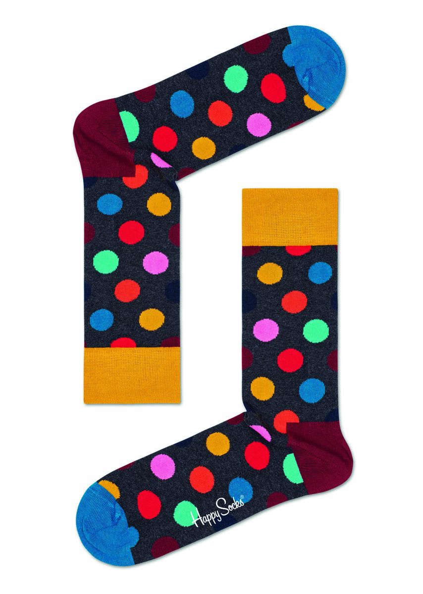Черные носки Big Dot Sock в цветной горох.
