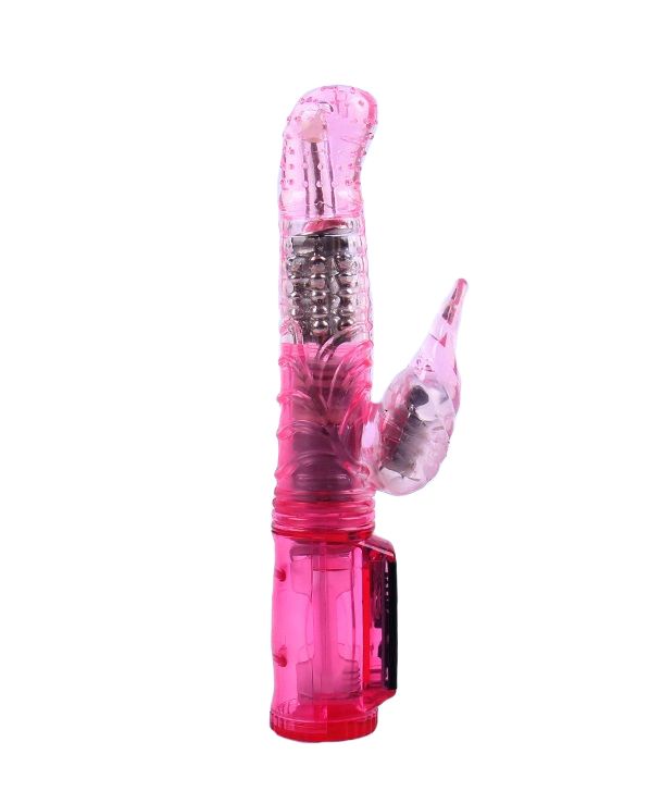 Розовый вибратор призван дарить наслаждение сладкими ритмами вибраций, стимулирующими вагину. Эротичное боковое ответвление предназначено для клиторальных оргазмов. В целом вибратор состоит из 2 моторчиков, которые умело распределяют 24 режима вибрации и ротации на два ствола. Вибратор управляется несколькими кнопками на ручке, Рабочая длина - 10,3 см.