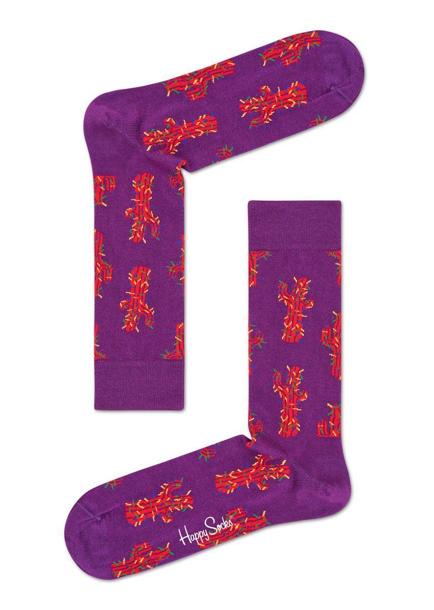 Фиолетовые носки унисекс Dressed Cactus Crew Sock с кактусами.