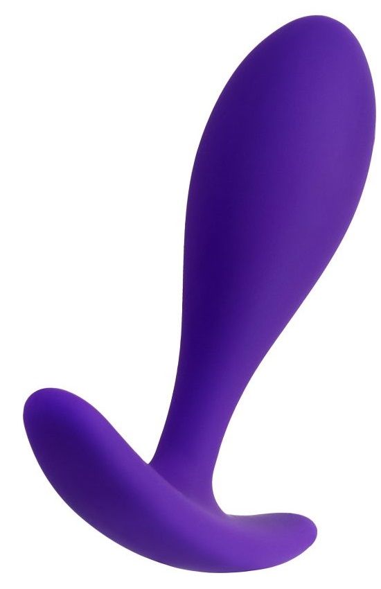 Фиолетовая удлиненная анальная втулка с ограничительным основанием.