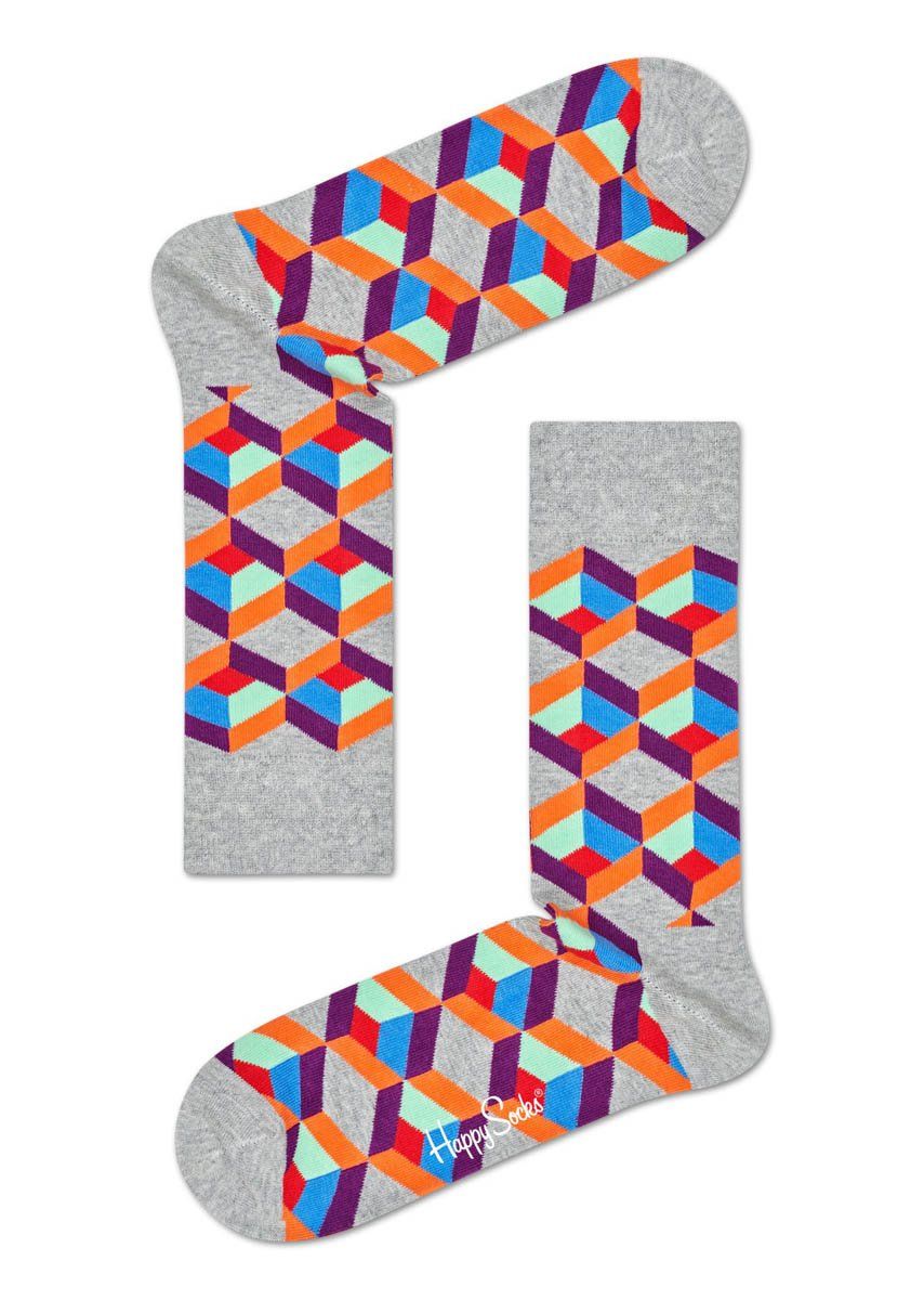 Серые носки унисекс Optic Square Sock с цветными зигзагами.