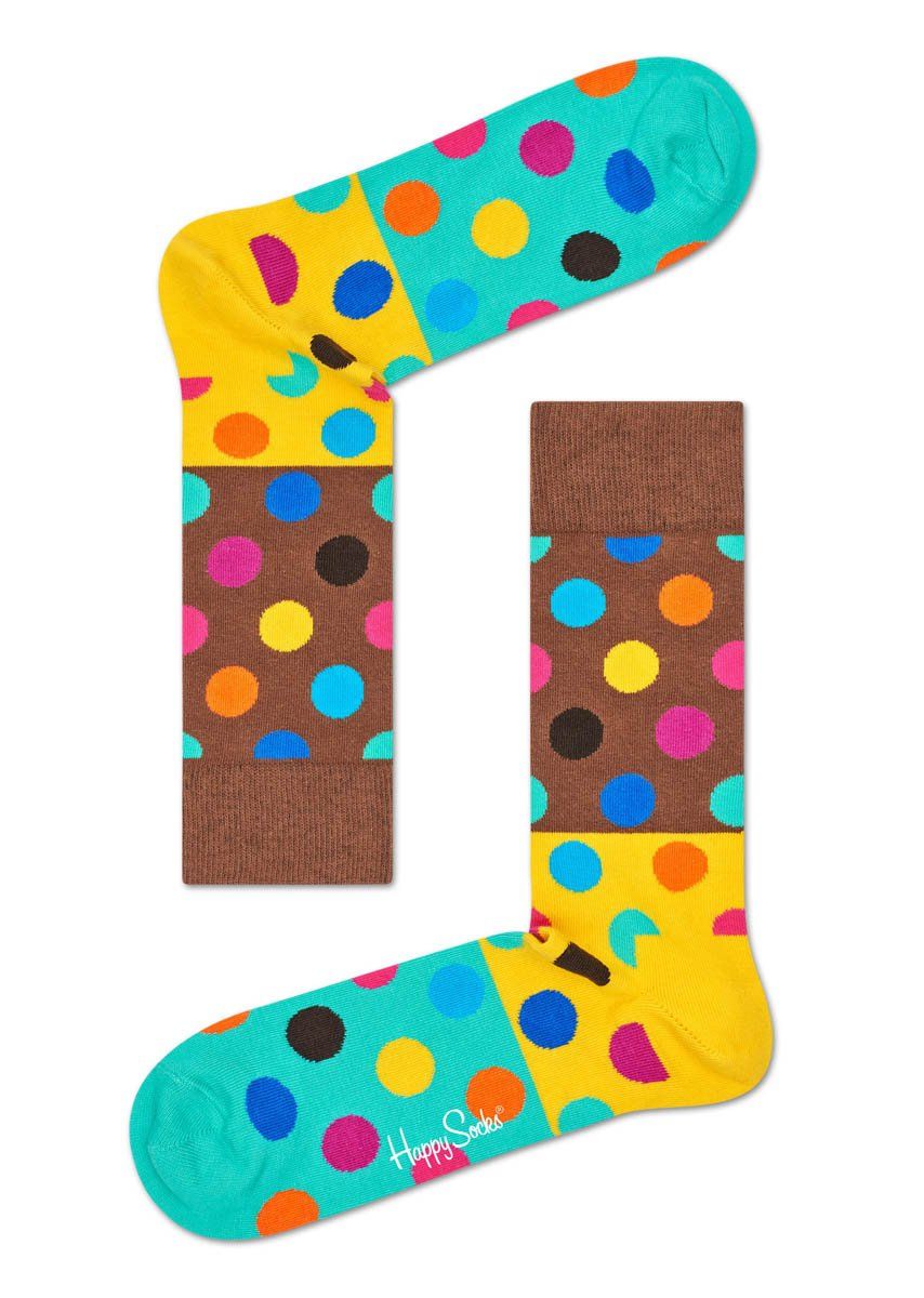 Яркие носки унисекс Big Dot Block Sock.