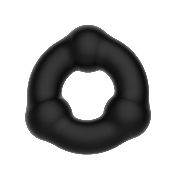 Черное эрекционное кольцо с 3 шариками. Внутренний диаметр - 1,8 см.