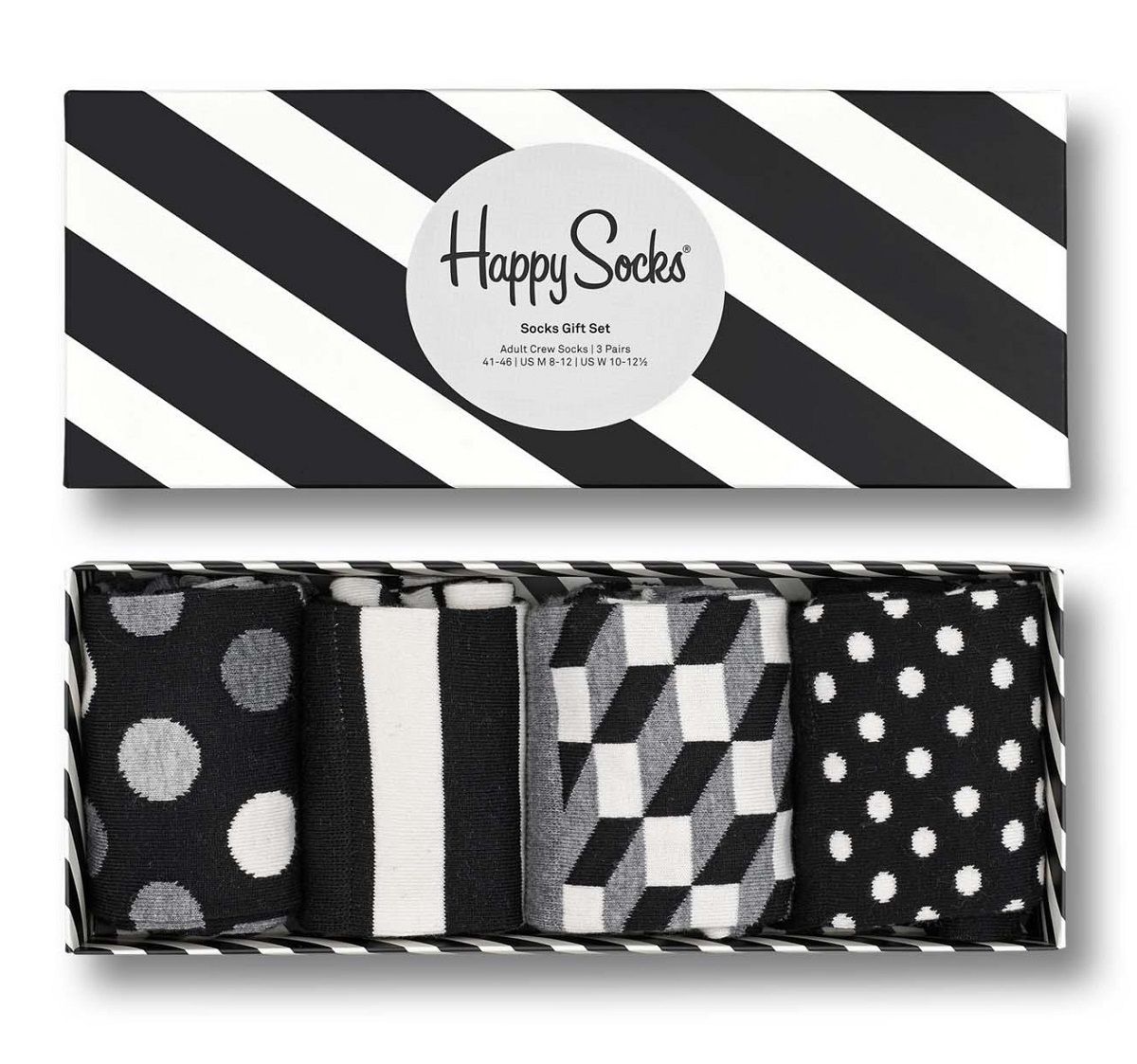 Подарочный набор носков 4-Pack Classic Black & White Socks Gift Set. В наборе 4 пары с разными принтами.