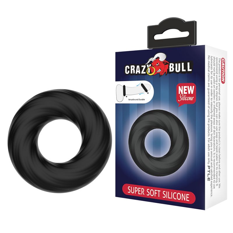 Чёрное эластичное эрекционное кольцо Super Soft. Внутренний диаметр - 1,9 см.