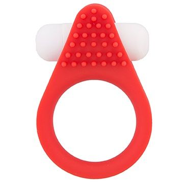 Красное эрекционное кольцо LIT-UP SILICONE STIMU RING 1 RED. С щеточкой и съемной вибропулей. Батарейки в комплекте.
